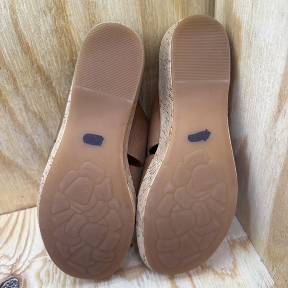 Kork-Ease Brown Leather Platform Sandals Size 8 Cork Wedge Slip-On Comfort Shoe - Picture 8 of 11